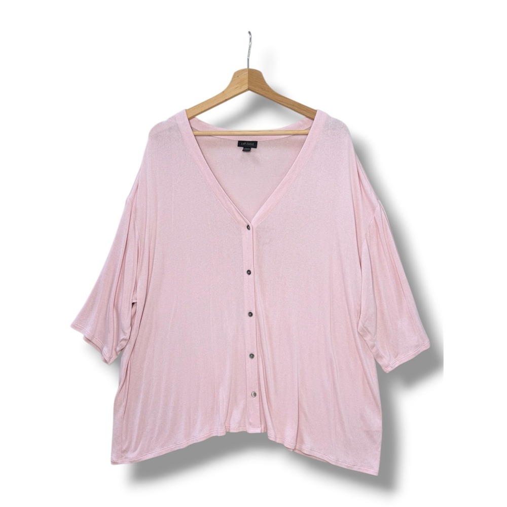 J. Jill Wearever Pink Button Front Cardigan Sweater Knit 3/4 Sleeves Womens 3X